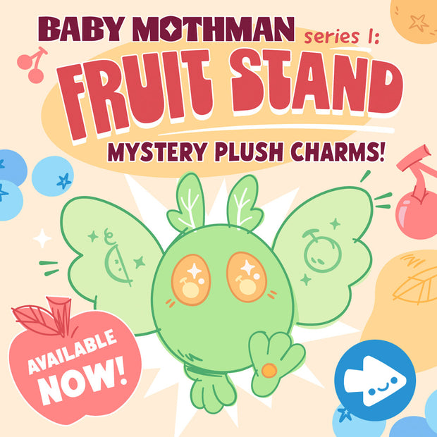 Mothman Blind Box series 1: fruit stand. Cute & collectible mystery plush keychains!