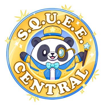squee central logo with reginald the panda